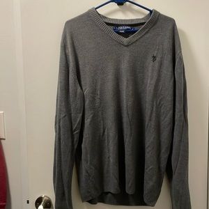 US Polo Assn V Neck Sweater Dark Grey Size L
